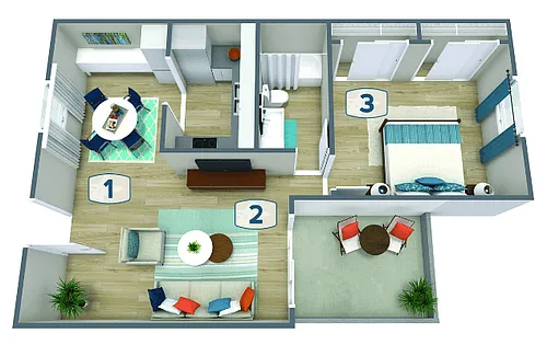 Floor plan Kona - 1bed 1bath