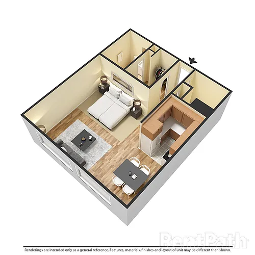 Floor plan 0E1B - Efficiency, 1 Bath