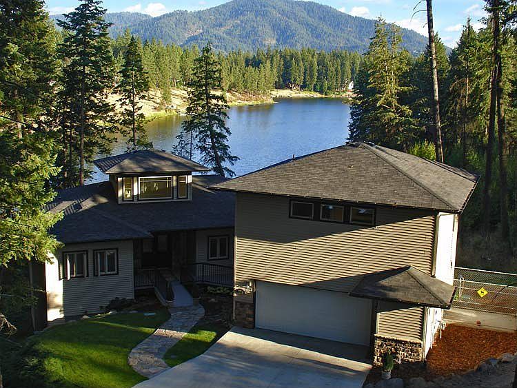 arial views of home and Lake