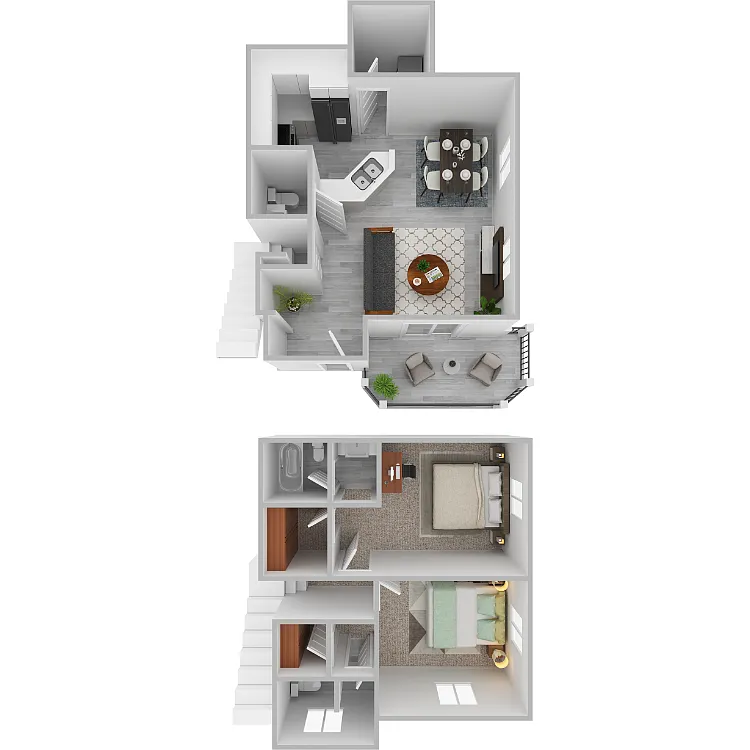 Floor plan Plan J- 2 bed 2.5 bath