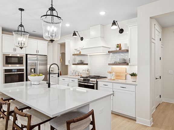 Kitchen with stainless-steel appliances wall oven