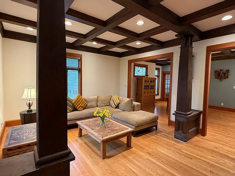 The Living Room. Oak floors throughout first floor.