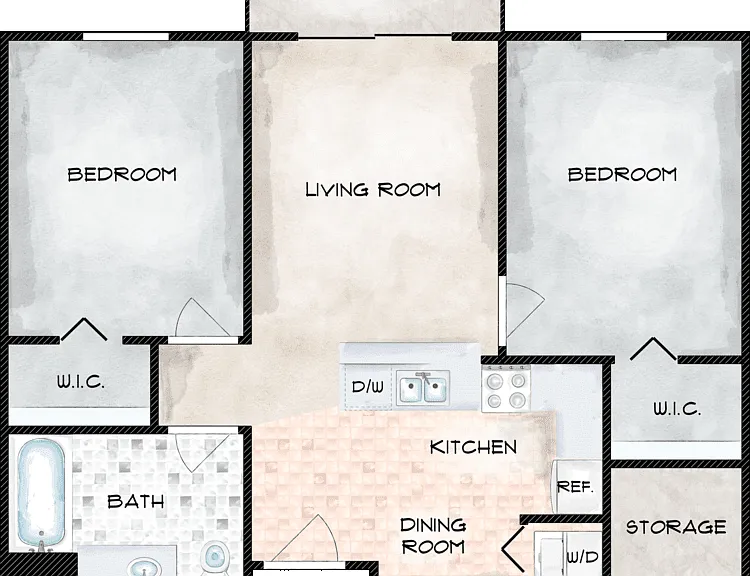 Two Bedroom A | Age 55+ Floorplan Diagram