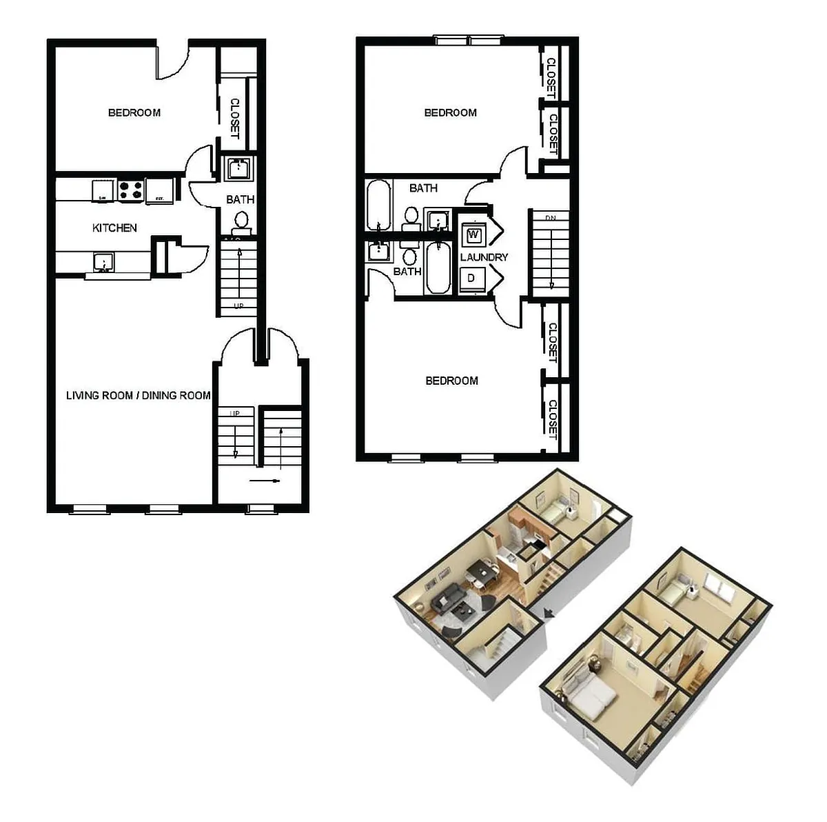 Floor plan 3 Bed / 2.5 Bath