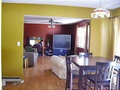 View from kitchen into family room