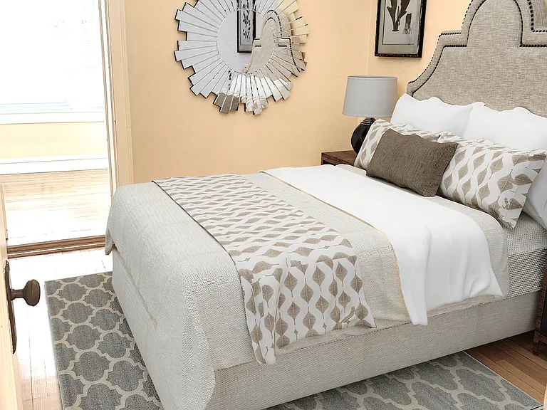 1st fl bedroom 3 has tandem room with a big closet and room for a desk and chair. Overlooks the back yard