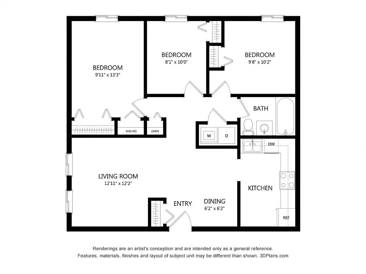 Floor plan Three Bedroom