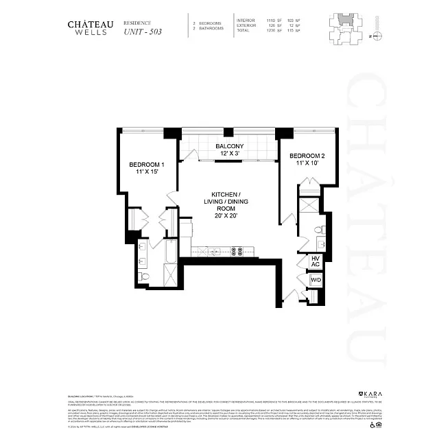 Floor plan 2 Bed 2 Bath 03 Tier
