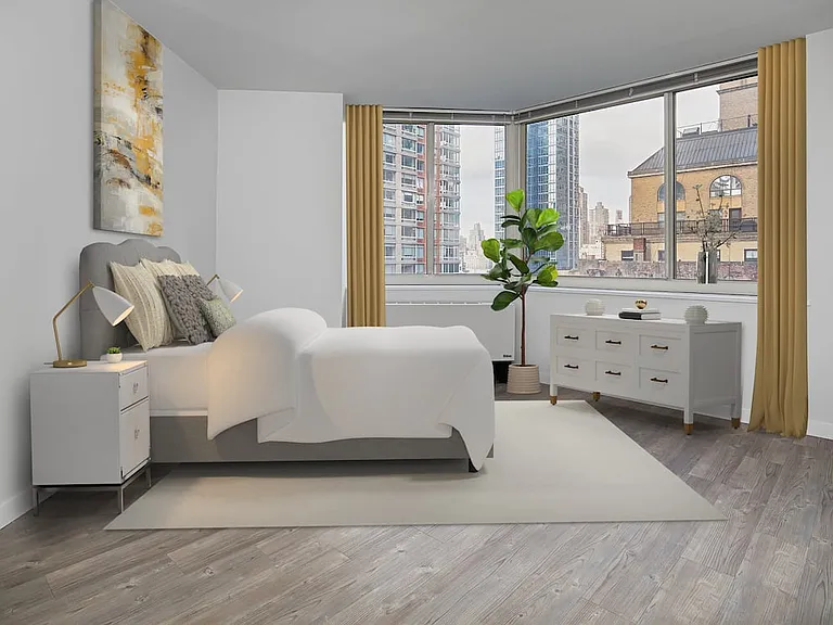 Renovated Package I bedroom with hard surface plank flooring