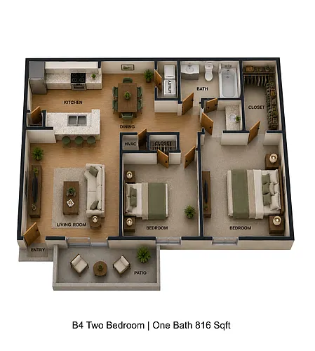 Floor plan 2 bedroom 1 bath