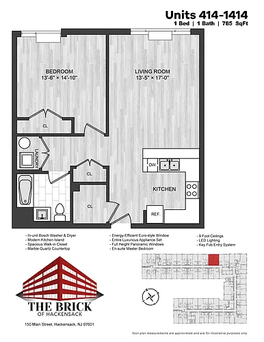 Floor plan 1 Bed/1 Bath-785