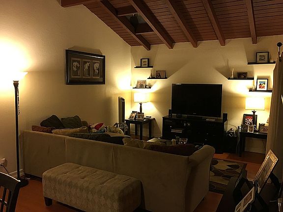 Living room with high ceilin