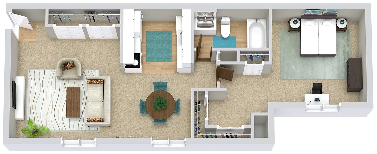 Floor plan 1 Bed | 1 Bath Apartment