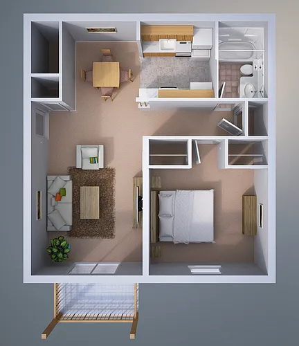 Floor plan 1-Bedroom 1-Bath Apartment