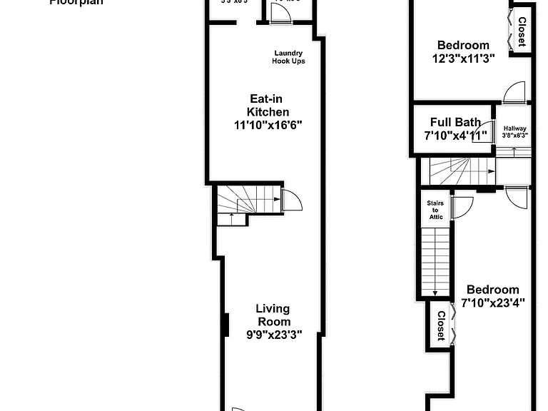Floor plan, Very Similar to this but mirror image flipped with stairwell. This is from attached property AJ owns.