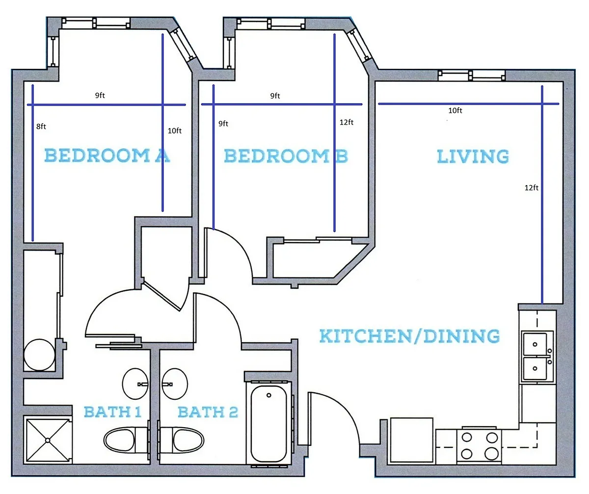 Floor plan 2x2B