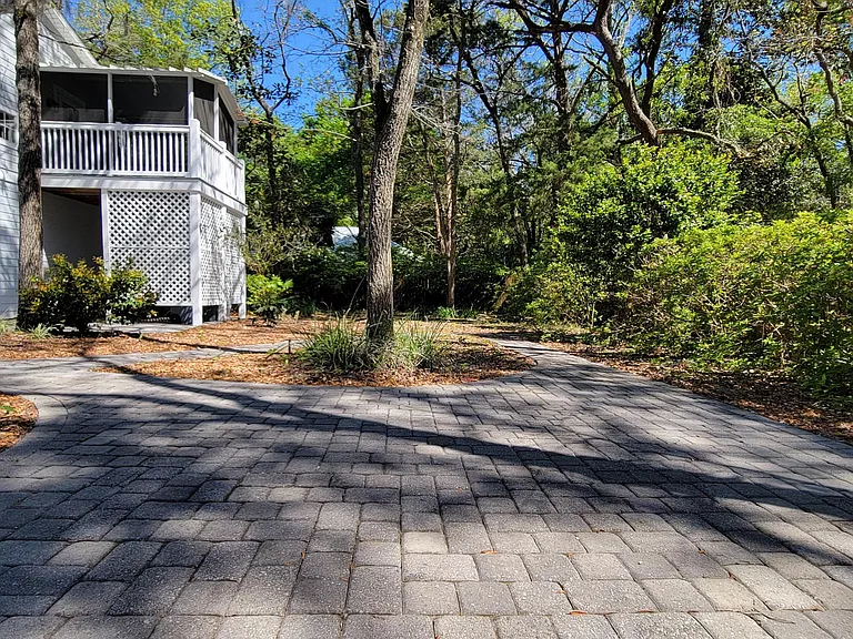 Back Yard & Paver Patio Shaded by Oak & Hickory Trees