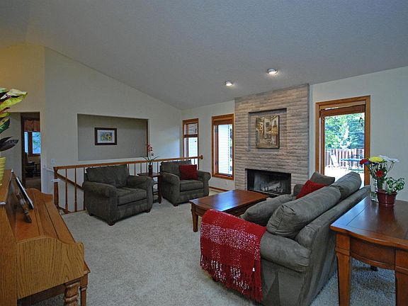 Beautiful brick real wood fireplace in living room