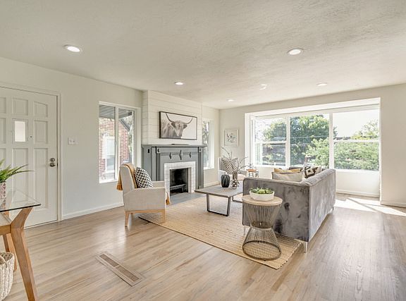 Open living room with large windows