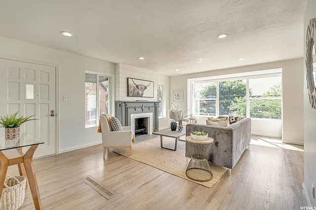 Open living room with large windows