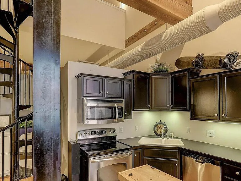 Kitchen with stainless steel appliances