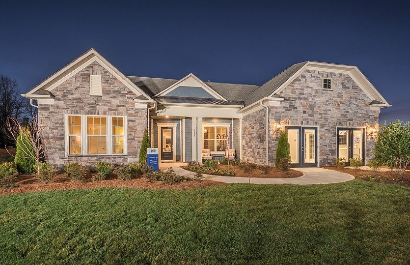 Dunwoody Way Exterior EC2N featuring stone, shakes and covered front porch