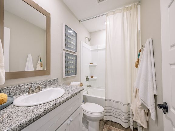 Secondary bathroom in the Kai floorplan at a Meritage Homes community in Gulfport, MS.