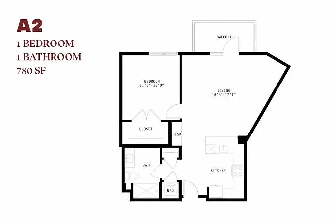Floor plan Orlo One Bedroom A2