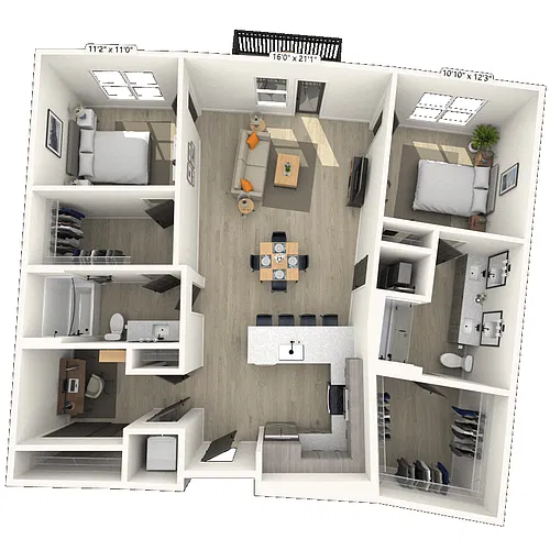 Floor plan B6 2x2 1321 SF-FP