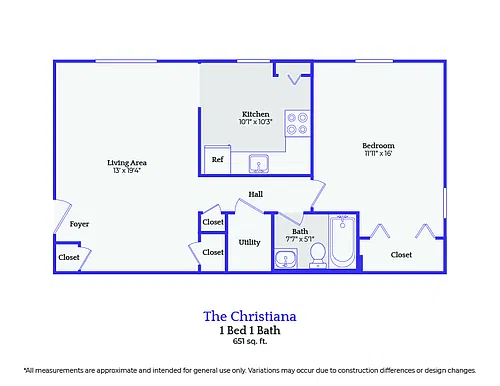 Floor plan The Christiana-1 bedroom