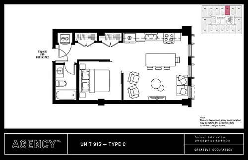 Floor plan Type C 1 Bed 1 Bath 2