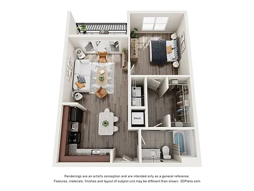 Floor plan 1 Bedroom 1 Bath