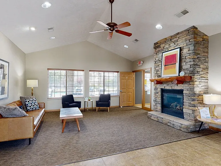 Relax in the cozy clubhouse, perfect for socializing or unwinding.