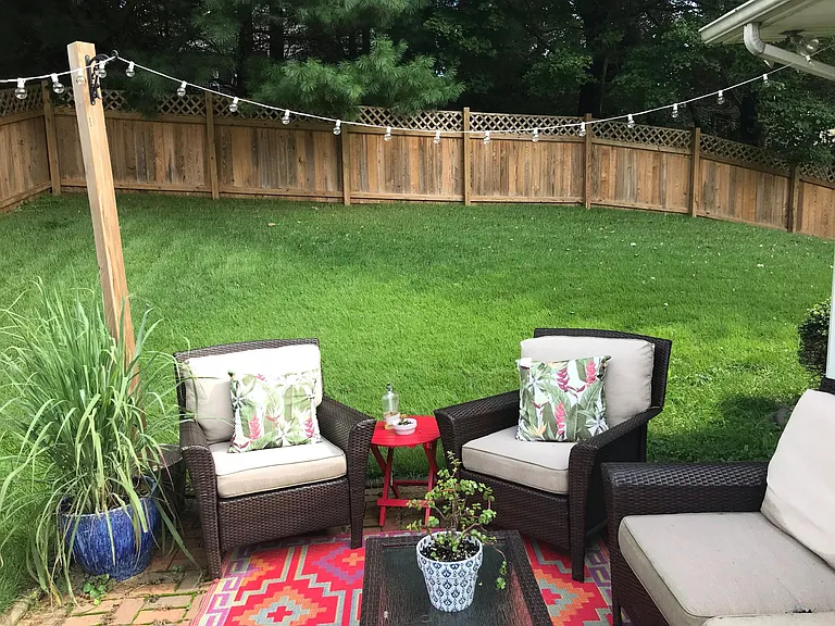 Patio in backyard (comes without furniture or lighting)
