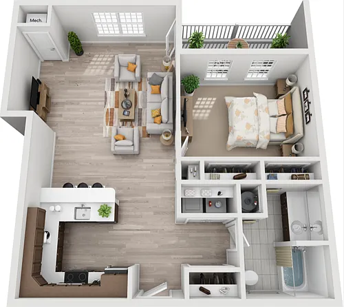 Floor plan 1 bedroom XL