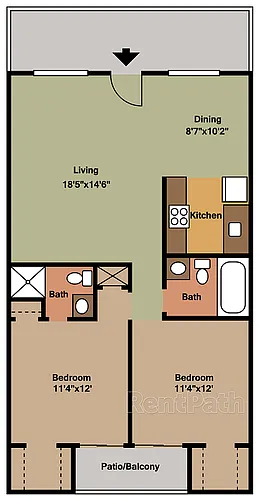 Floor plan 202 - 2 Bdrm, 2 Bath