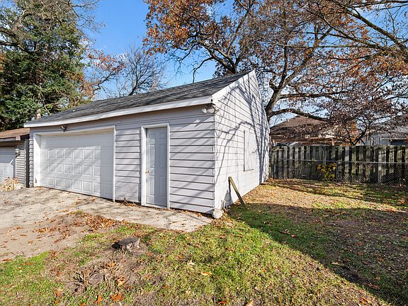 Garage and backyard