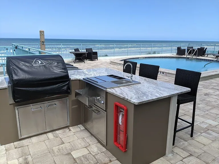 Gas BBQ grill by Pool Patio