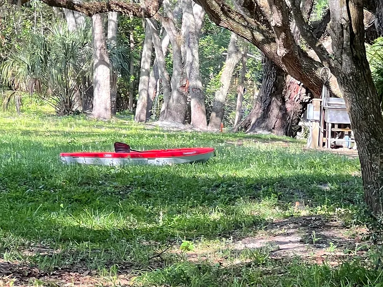 Kayaking in backyard