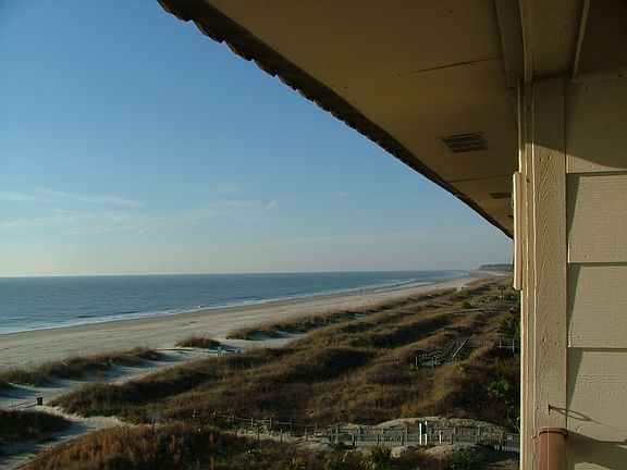 View down beach from balcony