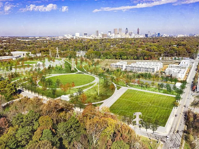 Aerial view of multi-million dollars Grant Park underground parking. House is 3/10 mile from Grant Park