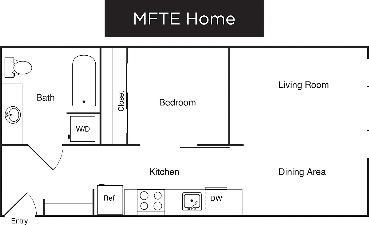Floor plan 1 Bedroom C- Income Restricted