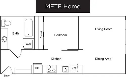 Floor plan 1 Bedroom C- Income Restricted