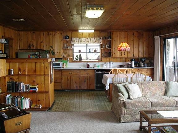 wide open floor plan of kitchen & living room