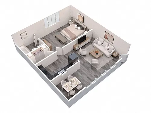 Floor plan 1 Bed 1 Bath Junior
