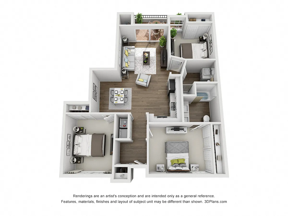 Floor plan 3 Bed 2 Bath A