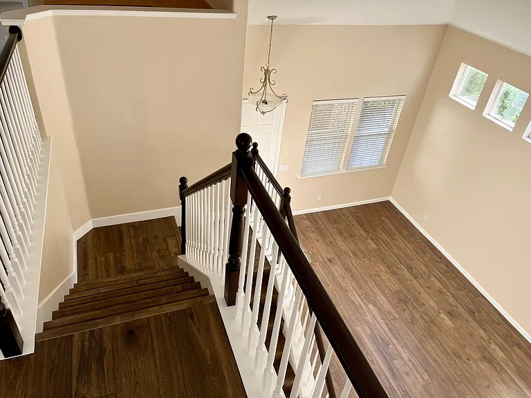 View of Stairs and Living Room from above