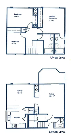 Floor plan Three Bedroom Two Bath