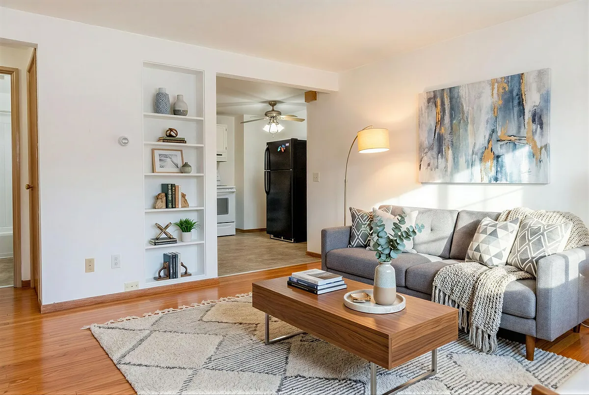 1409 Trailsway Living Room | VIRTUALLY STAGED - PMM MS Apartments