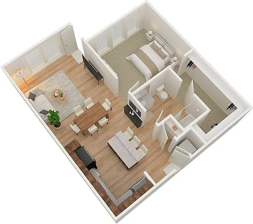Floor plan 1 Bed 1 Bath C
